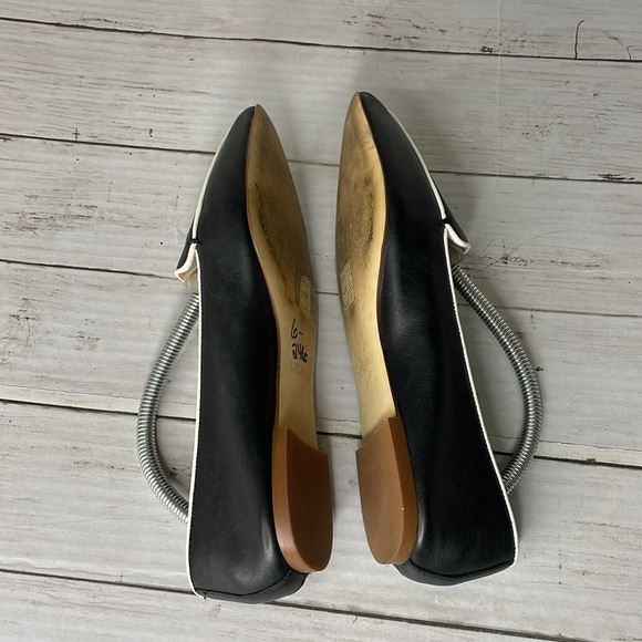 J. Crew Black Pointed Toe Loafers with White Piping - Picture 5 of 10